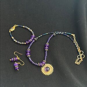 Elegant Purple and brass Jewelry Set